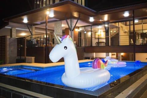 Night, Pool view, Swimming pool