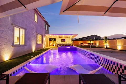 Patio, Night, Hot Tub, Pool view, Swimming pool, sunbed