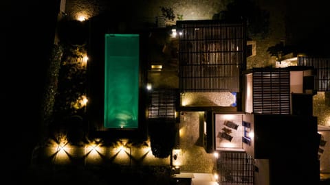 Property building, Night, Swimming pool