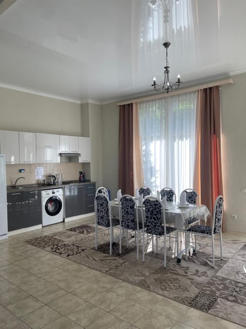 Kitchen or kitchenette, Dining area, stove, washing machine