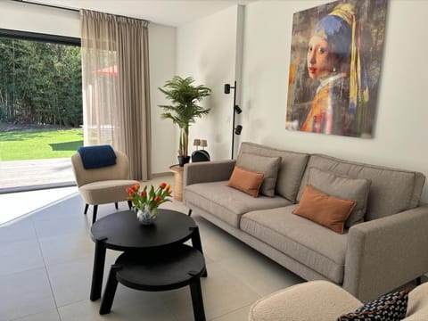 Living room, Seating area, Garden view