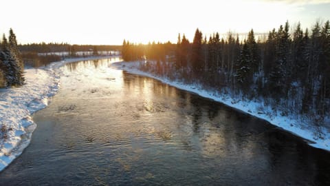 Natural landscape, Winter, River view, Sunset