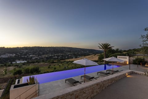 Natural landscape, Pool view, Swimming pool, Sunset, sunbed