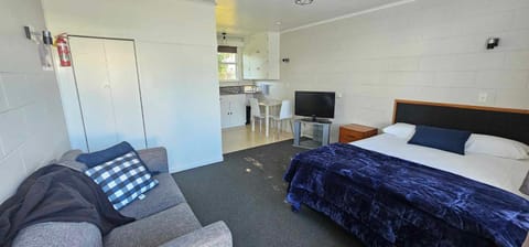 Bed, TV and multimedia, Kitchen or kitchenette, Photo of the whole room, Seating area