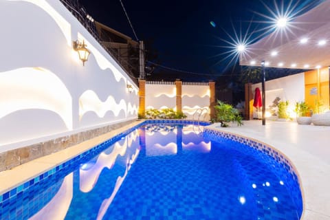 Night, Pool view, Swimming pool