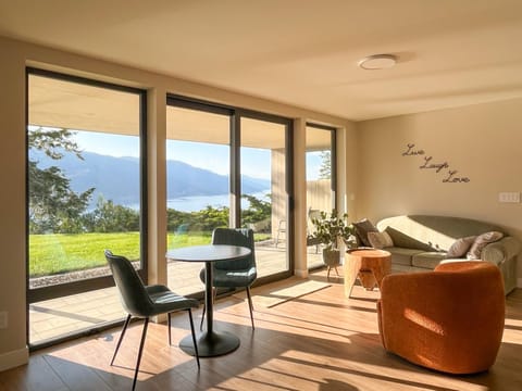 Natural landscape, Living room, Seating area, Lake view, Mountain view