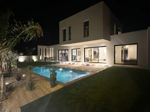 Property building, Night, Swimming pool