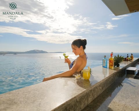 Day, People, Natural landscape, View (from property/room), Balcony/Terrace, Food and drinks, Guests, Lake view, Mountain view, Pool view, Sea view, Swimming pool, Drinks, group of guests