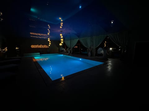 Night, Pool view, Swimming pool