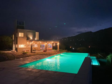 Property building, Night, Natural landscape, Mountain view, Pool view, Swimming pool, Swimming pool