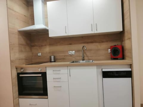 Kitchen or kitchenette, oven