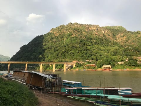 Nongkhiaw Boat station Docked boat in Luang Prabang Province, Laos