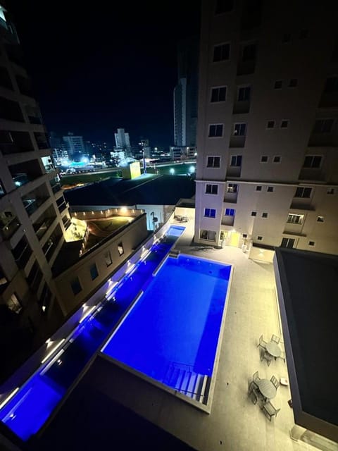 Night, Pool view, Swimming pool