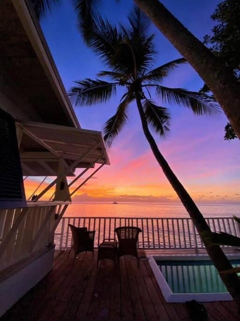 Patio, Natural landscape, Sea view, Swimming pool, Sunset