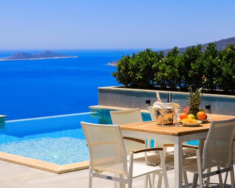 Patio, Day, View (from property/room), Pool view, Sea view, Swimming pool, sunbed