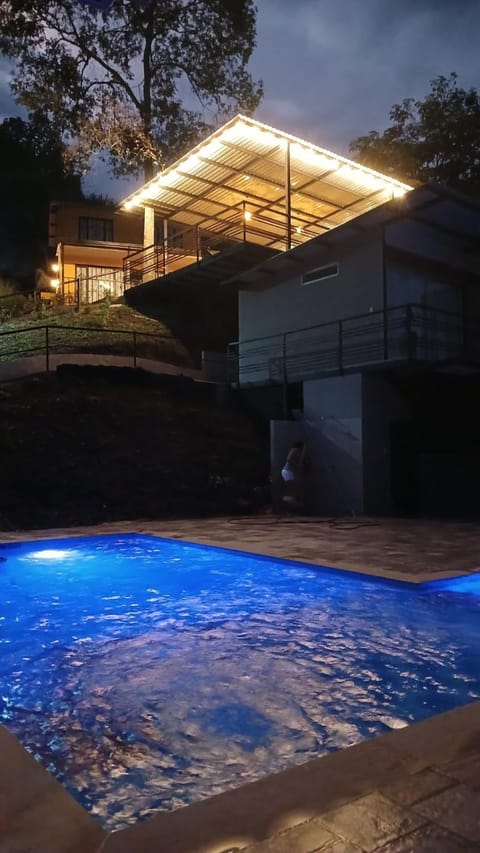 Night, Pool view, Swimming pool