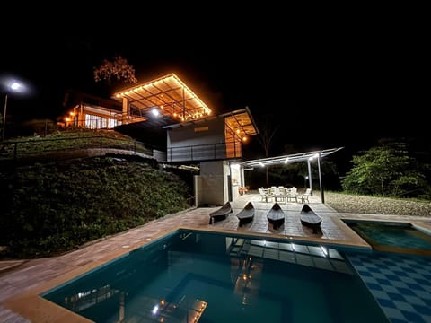 Night, Pool view, Swimming pool