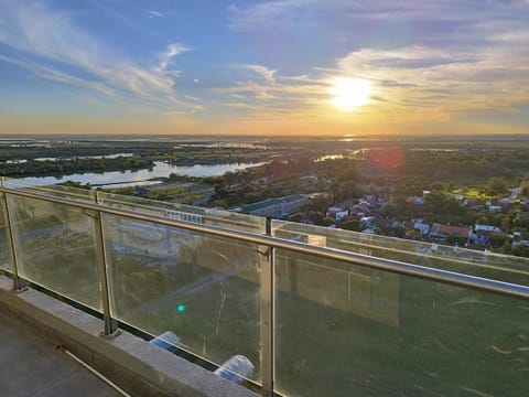 View (from property/room), Balcony/Terrace, River view, Sunset