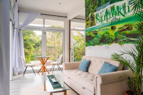 Living room, Seating area, Garden view