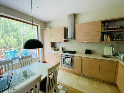 Kitchen or kitchenette, Dining area, dishwasher, stove, toaster