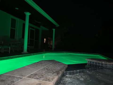 Night, Pool view, Swimming pool