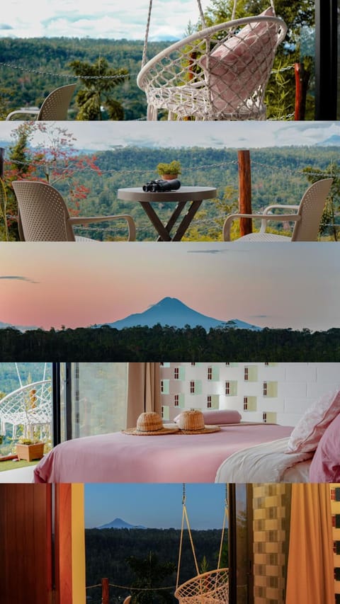 Bed, Bird's eye view, City view, City view, Mountain view, Sunrise