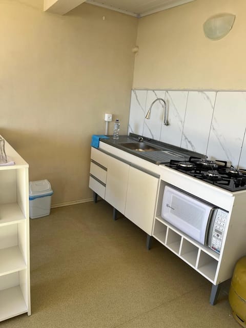 Kitchen or kitchenette, microwave, stove