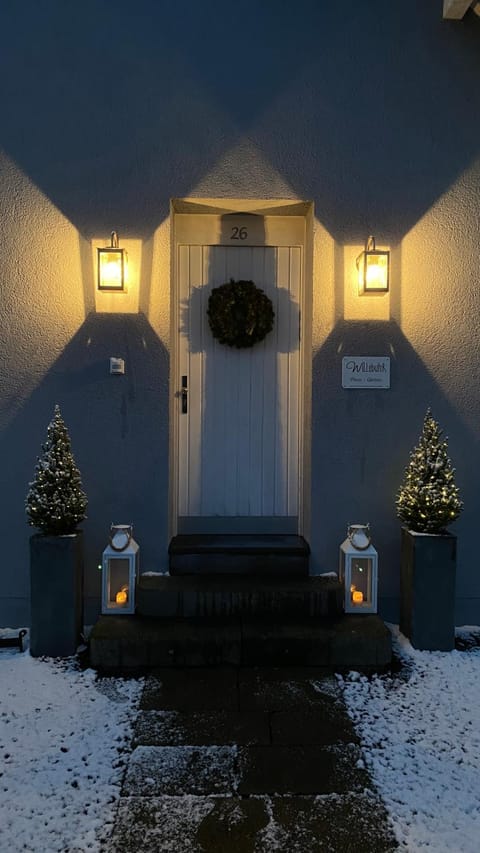 Property building, Night, Winter