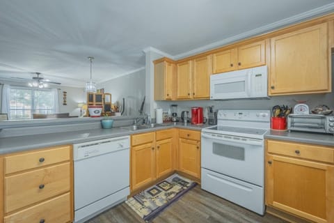 Kitchen or kitchenette, dishwasher, oven, stove