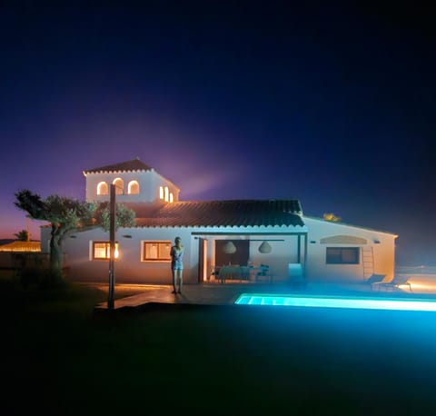 Property building, Off site, Night, Summer, Garden, Garden view, Pool view, Swimming pool