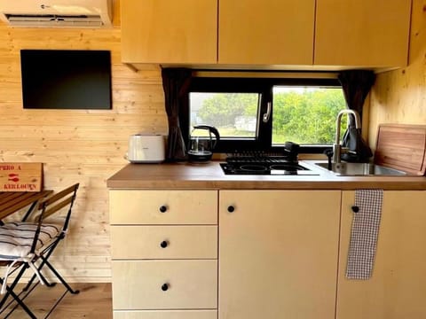 Kitchen or kitchenette, stove