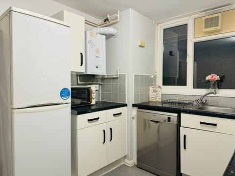 Kitchen or kitchenette, dishwasher, oven