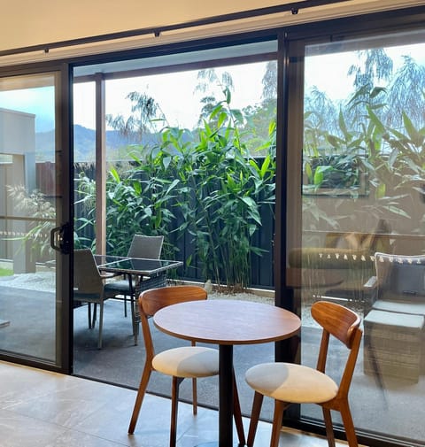 Patio, Dining area, Mountain view