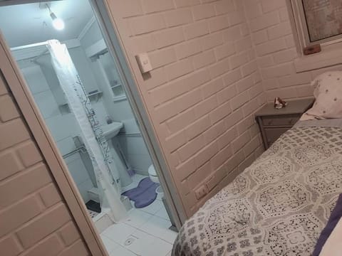 Shower, Bed, Bathroom, Photo of the whole room, Bedroom