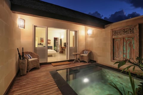 Patio, Night, Pool view, Swimming pool