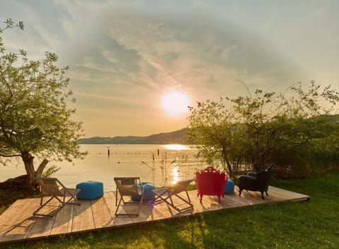 Beach, Lake view, Sunset, sunbed