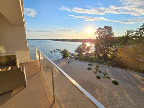 Day, Natural landscape, View (from property/room), Balcony/Terrace, Beach, Lake view, Sunset