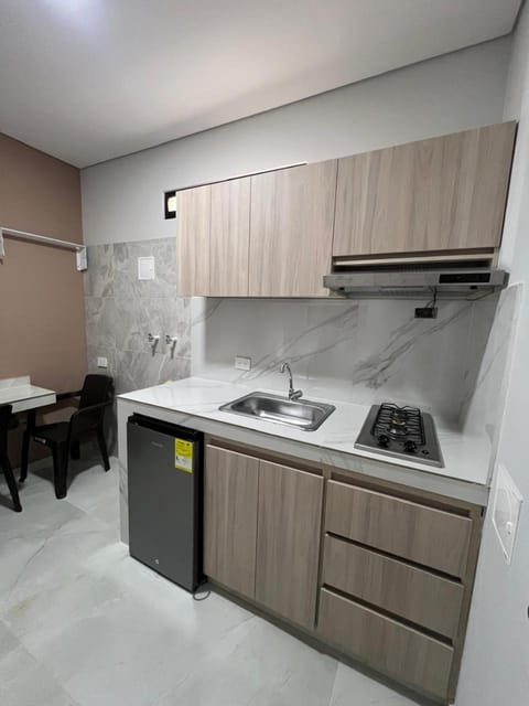 Kitchen or kitchenette, minibar, stove