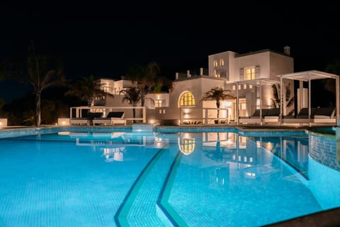 Property building, Night, Swimming pool