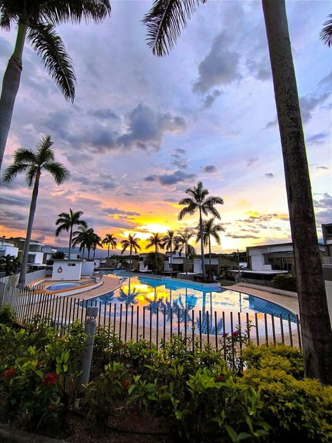 Natural landscape, Swimming pool, Sunset