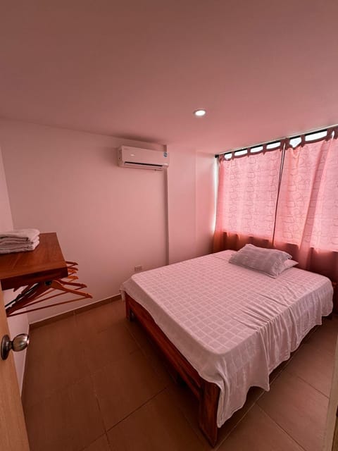 Bed, Photo of the whole room, Bedroom, towels, air conditioner