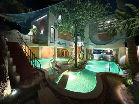 Patio, Night, Pool view, Swimming pool