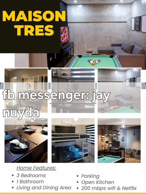 Maison Tres with Dipping Pool, billiards, airhockey, videoke and netflix and chill House in Antipolo