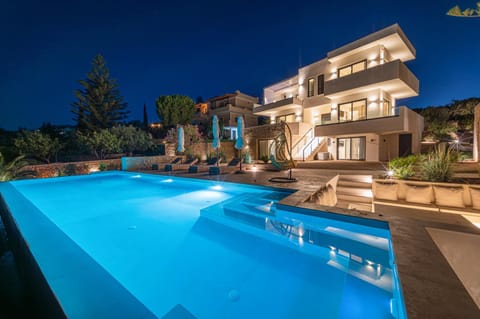 Property building, Night, Swimming pool