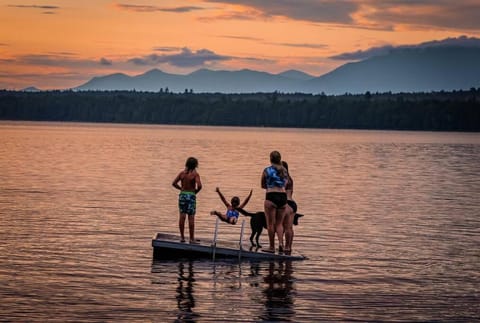 Natural landscape, Lake view, Mountain view, Sunset, children