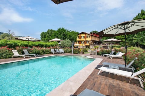Property building, Living room, Swimming pool