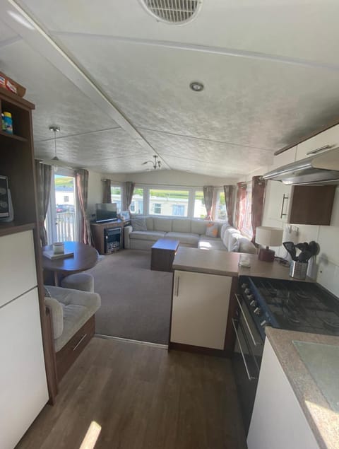 Modern 2017 model Delta Sienna static caravan in Clarach Bay House in Tirymynach