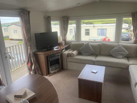 Modern 2017 model Delta Sienna static caravan in Clarach Bay House in Tirymynach