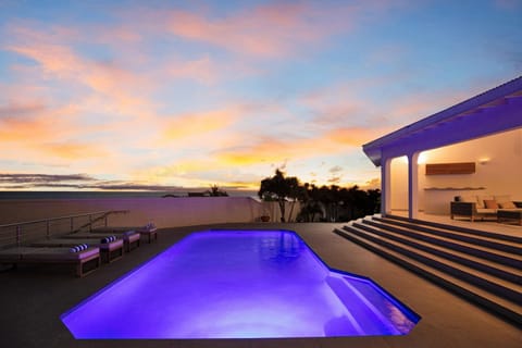 Pool view, Sea view, Swimming pool, Sunset, sunbed