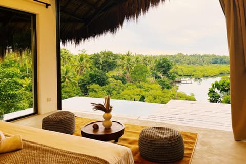 Bedroom, Pool view, River view